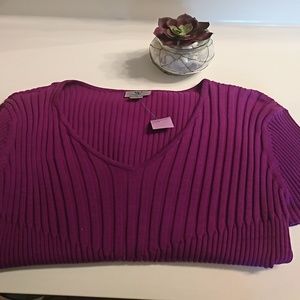 Short sleeved ribbed sweater